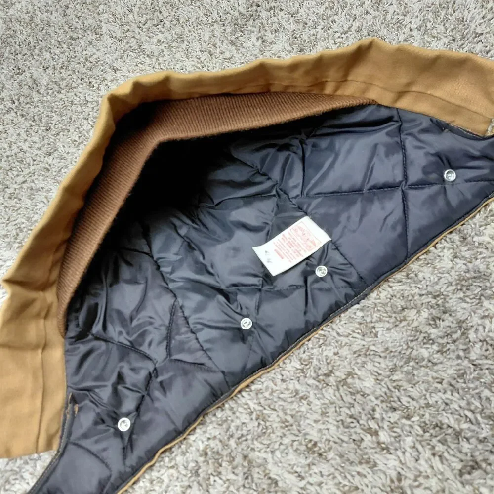Vintage Carhartt A02 Snap On Hood Brown Quilt Lined Canvas Duck USA Union Made